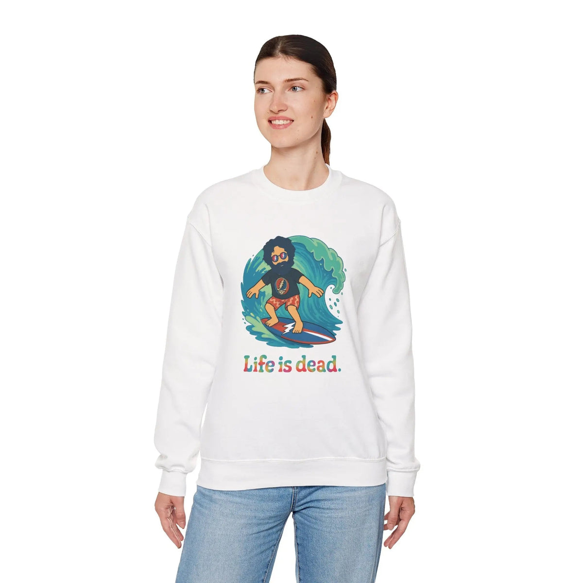 เสื้อคอกลมลาย Jerry เล่นเซิร์ฟ Life is Dead