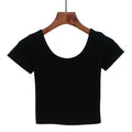 เสื้อยืดผู้หญิงแขนสั้นรัดรูปโชว์สะดือ