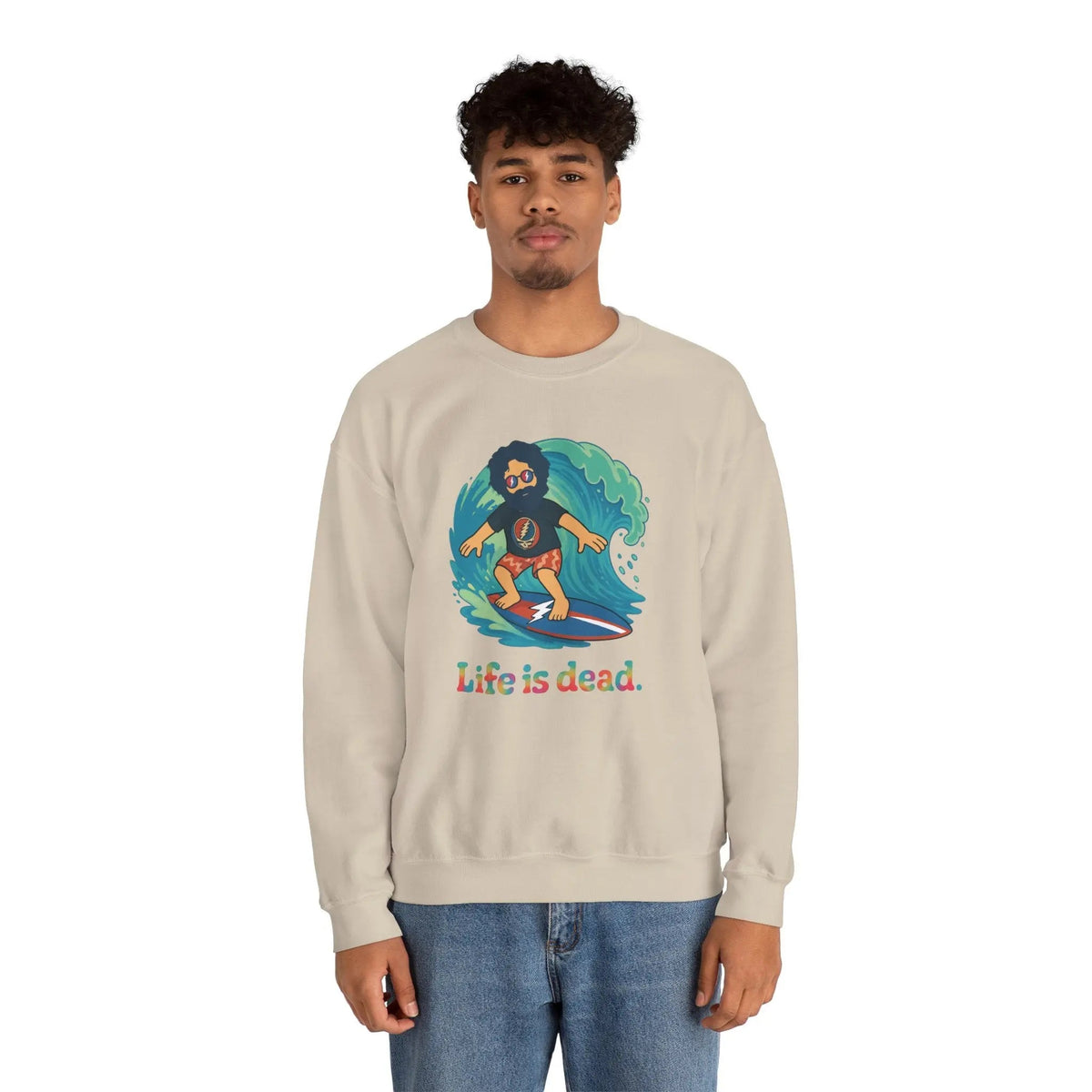 เสื้อคอกลมลาย Jerry เล่นเซิร์ฟ Life is Dead