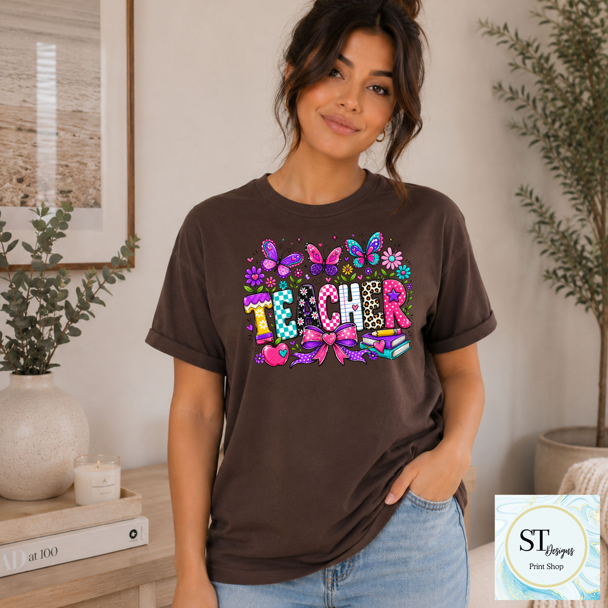 Colorful Butterfly Teacher Crewneck Sweatshirt | Cute Butterfly Floral Teacher Sweatshirt | Teacher Appreciation Gift | Back to School | Unisex S-5XL-9