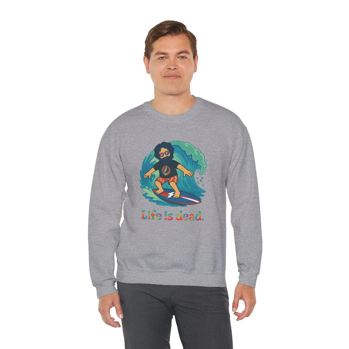 เสื้อคอกลมลาย Jerry เล่นเซิร์ฟ Life is Dead