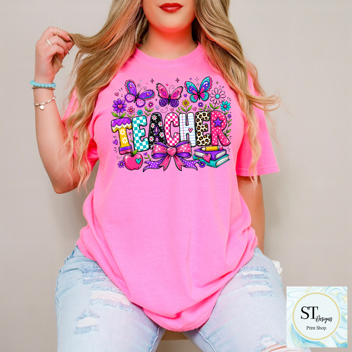 Colorful Butterfly Teacher Crewneck Sweatshirt | Cute Butterfly Floral Teacher Sweatshirt | Teacher Appreciation Gift | Back to School | Unisex S-5XL-13