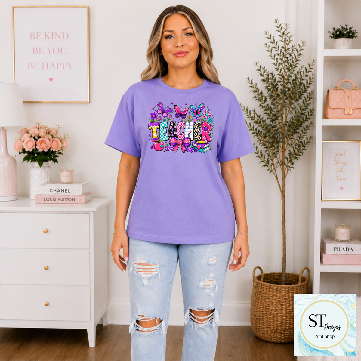 Colorful Butterfly Teacher Crewneck Sweatshirt | Cute Butterfly Floral Teacher Sweatshirt | Teacher Appreciation Gift | Back to School | Unisex S-5XL-4
