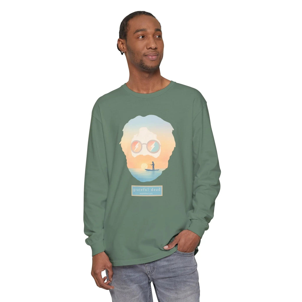 เสื้อยืดแขนยาว Tropical Jerry คอลเลกชัน Vineyard ผ่านการย้อมแบบเป็นตัวเสื้อ
