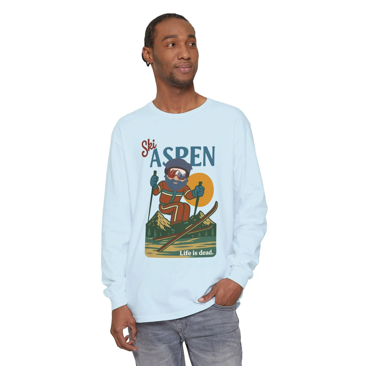 Ski Aspen - Life is Dead Mountain Collection Garment-Dyed Long Sleeve T-Shirt
