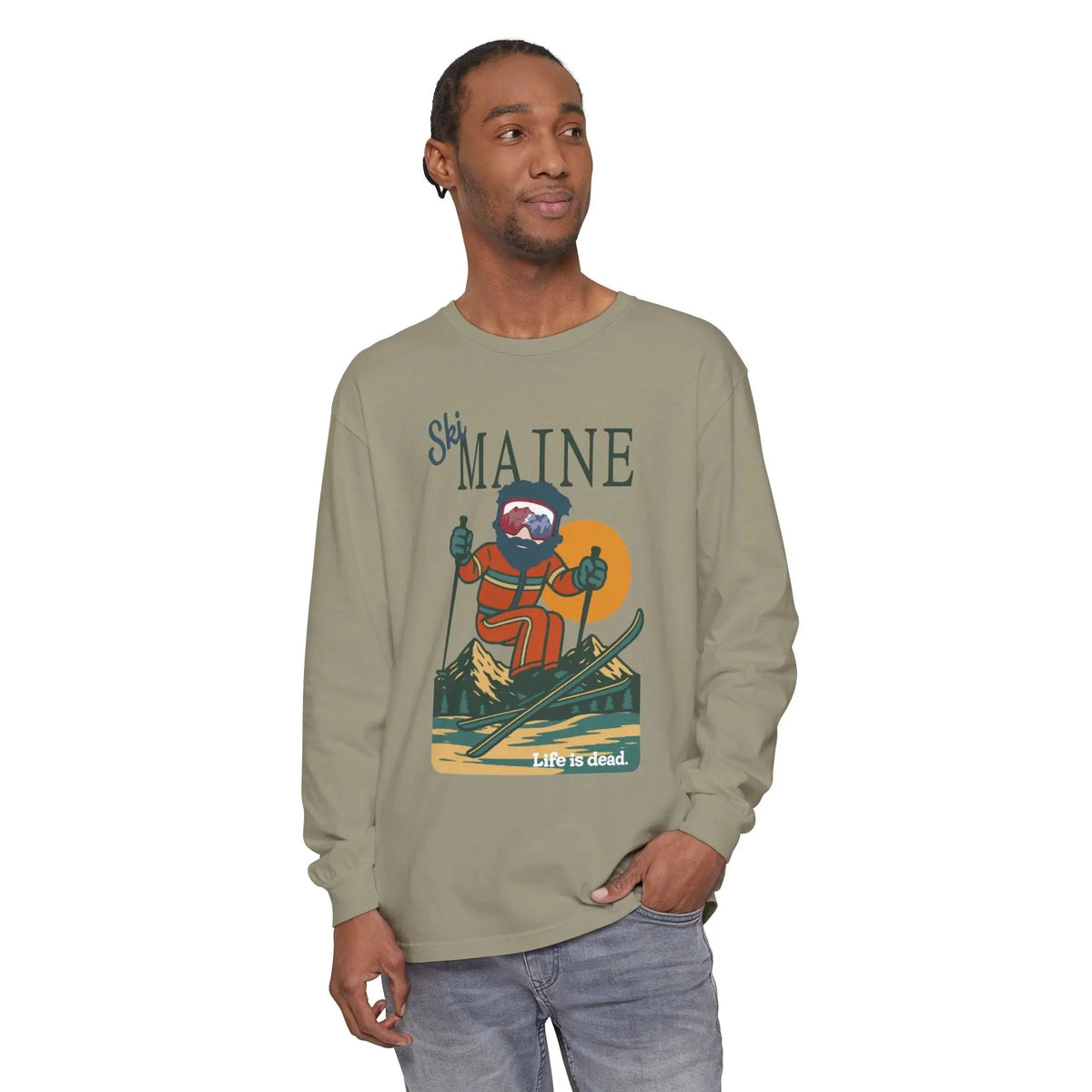 Ski Maine - Life is Dead Mountain Collection Garment-Dyed Long Sleeve T-Shirt