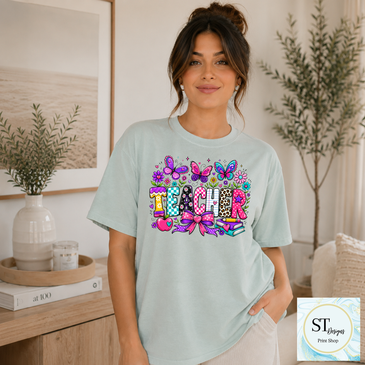 Colorful Butterfly Teacher Crewneck Sweatshirt | Cute Butterfly Floral Teacher Sweatshirt | Teacher Appreciation Gift | Back to School | Unisex S-5XL-6