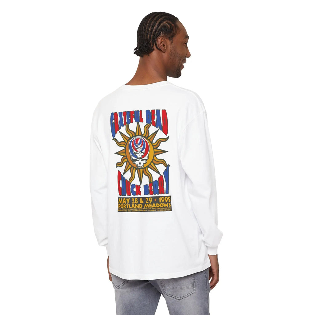 เสื้อยืดแขนยาวย้อมผ้าสำเร็จรูป ลายคอนเสิร์ต Chuck Berry
