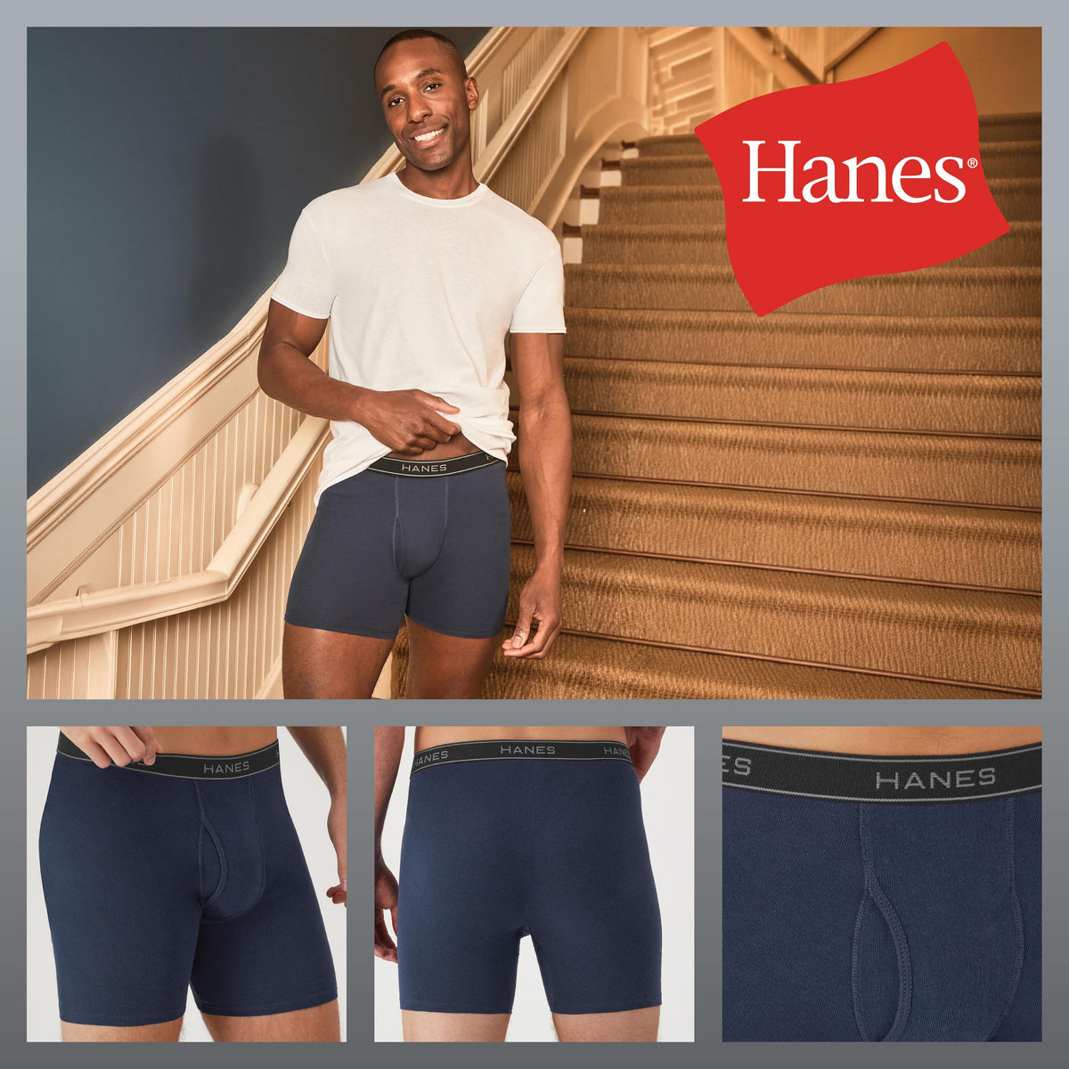 Hanes mens Underwear Boxer Briefs Pack, Cool & Breathable Cotton