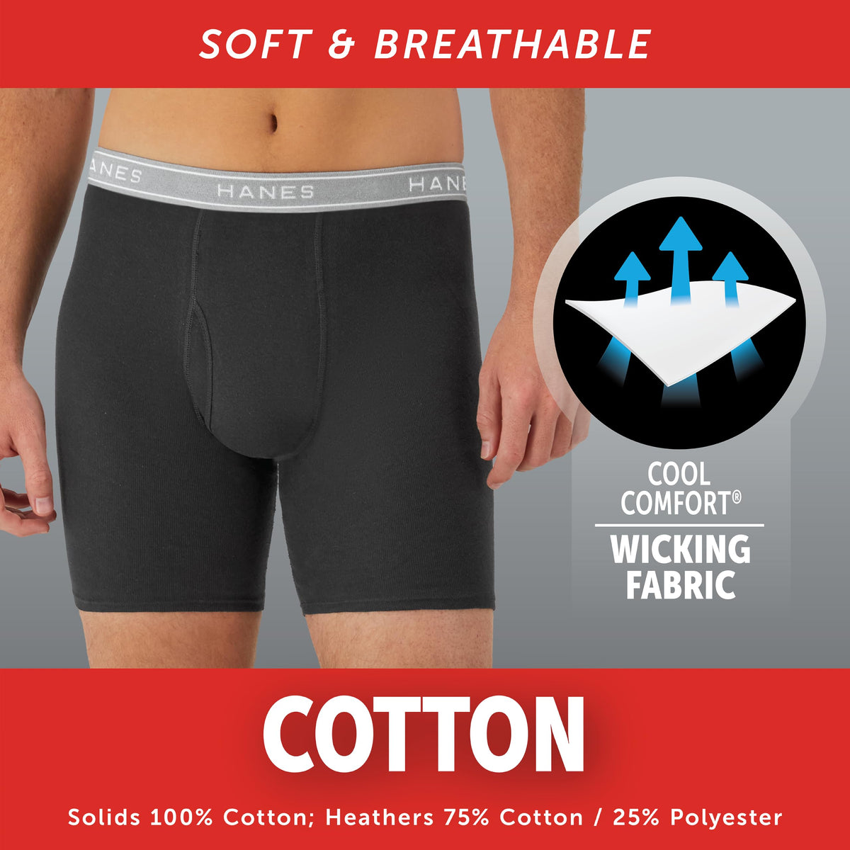 Hanes mens Underwear Boxer Briefs Pack, Cool & Breathable Cotton