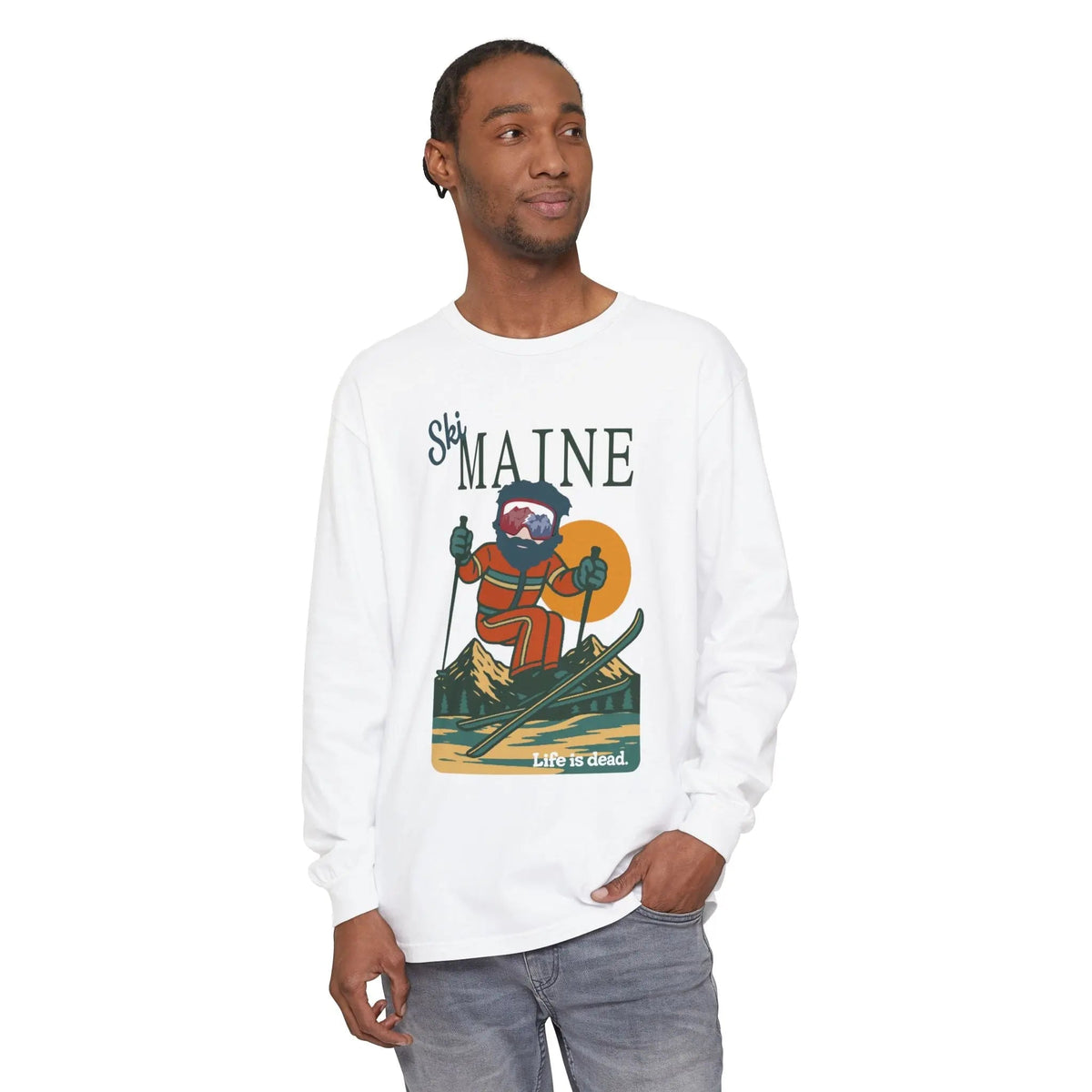 Ski Maine - Life is Dead Mountain Collection Garment-Dyed Long Sleeve T-Shirt