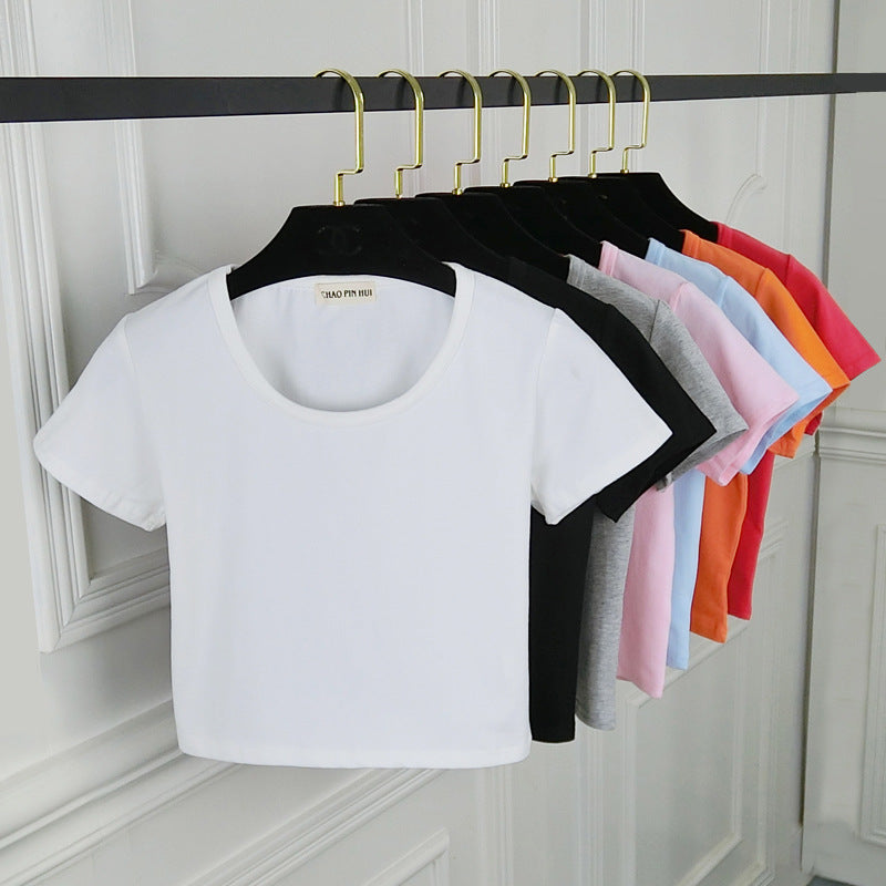เสื้อแขนสั้นรัดรูปโชว์สะดือ