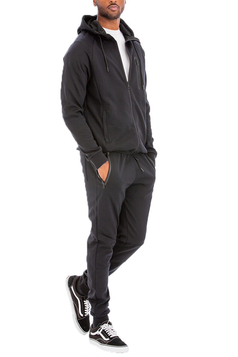 ชุดเสื้อกันหนาวแขนยาวและกางเกงจ็อกเกอร์ Dynamic สีพื้นสไตล์สปอร์ต