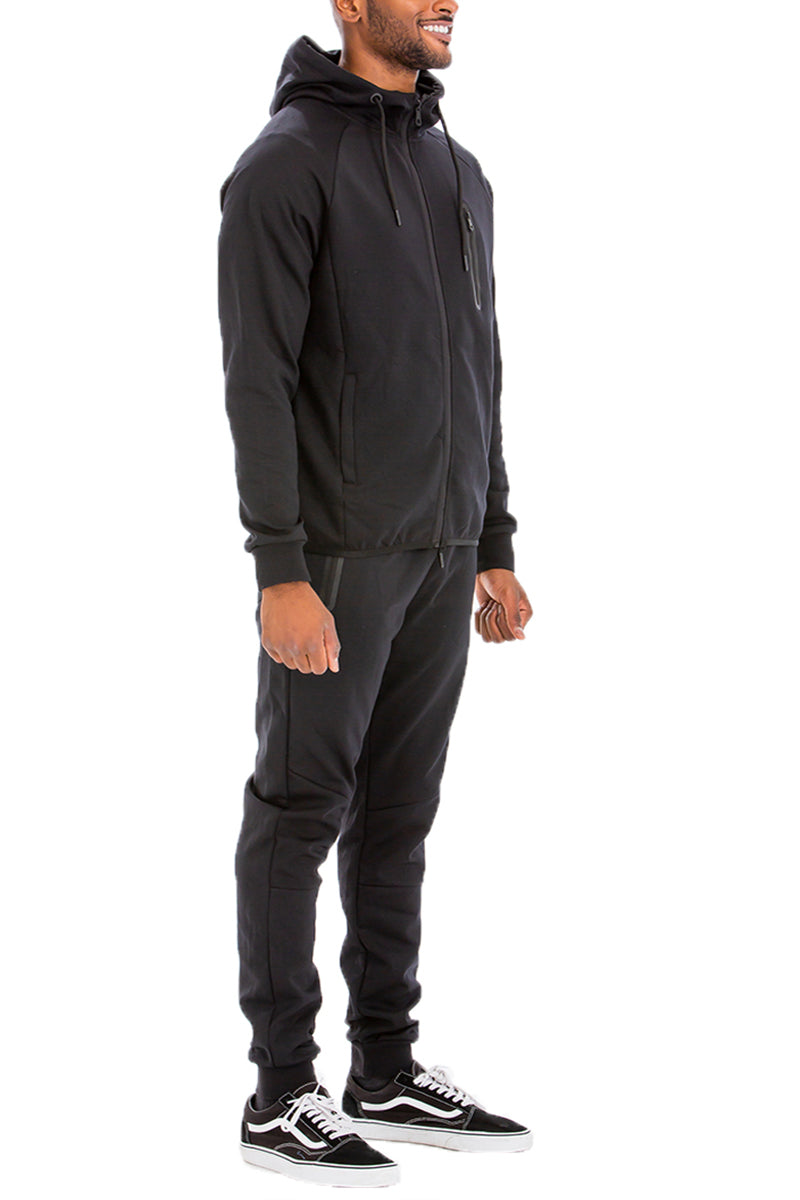 ชุดเสื้อกันหนาวแขนยาวและกางเกงจ็อกเกอร์ Dynamic สีพื้นสไตล์สปอร์ต