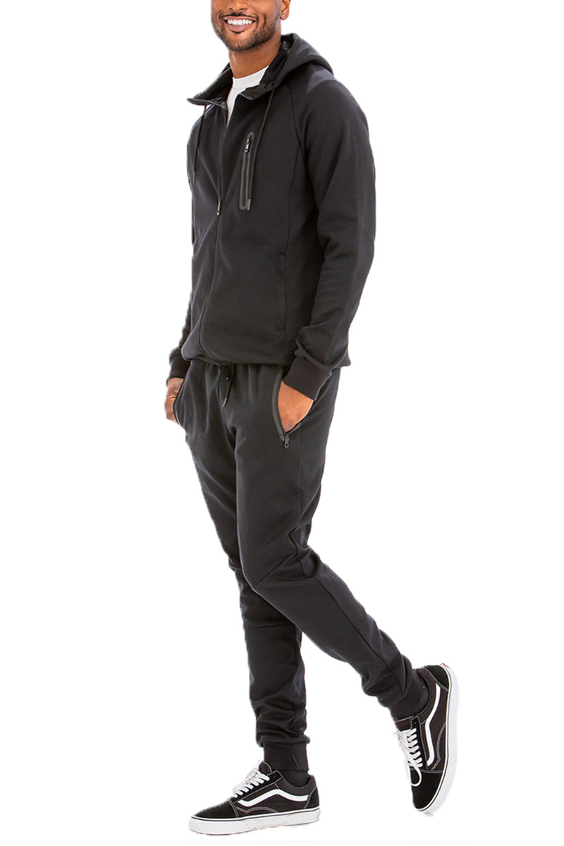 ชุดเสื้อกันหนาวแขนยาวและกางเกงจ็อกเกอร์ Dynamic สีพื้นสไตล์สปอร์ต