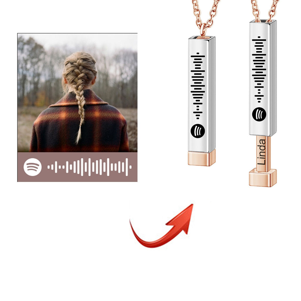 สร้อยคอโช้คเชือกดึงกลับได้คู่ เพลงโปรด รหัส Spotify เพลงสั่งทำพิเศษ