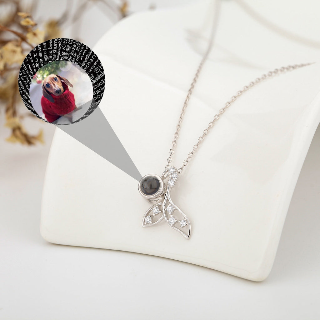 สร้อยคอโปรเจกชันรูปภาพเงินแท้ 925 สั่งทำพิเศษ ของขวัญแทนความทรงจำสำหรับคู่รัก