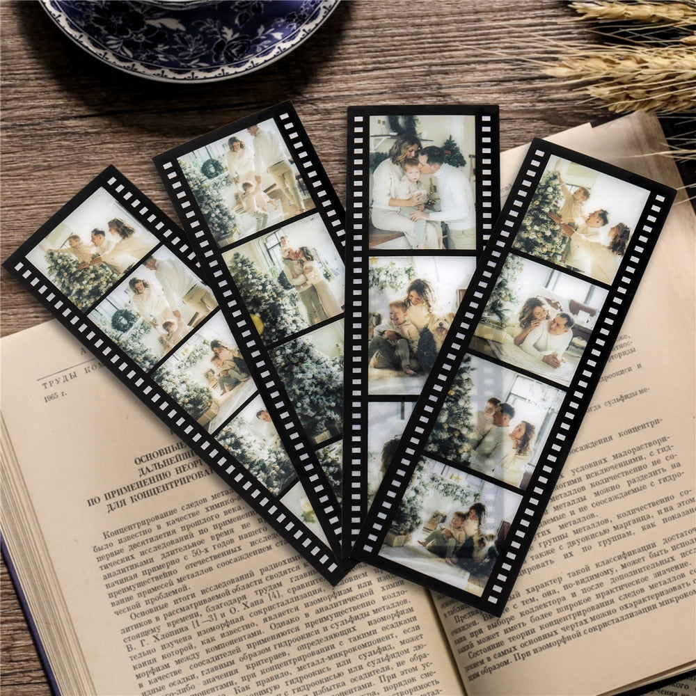 ที่คั่นหนังสือแบบม้วนฟิล์มสั่งทำพิเศษ 4 ชิ้น ที่คั่นหนังสือแบบม้วนฟิล์มสั่งทำตามใจ บันทึกความทรงจำ DIY อัลบั้มรูปสั่งทำพิเศษ