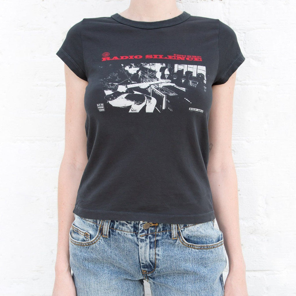 เสื้อยืดลายกราฟิกคลาสสิกร็อกสำหรับผู้หญิง เสื้อยืดคอตตอนแขนสั้นคอกลมฤดูร้อน