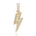 จี้สายฟ้า Bling ประดับเพชรเทียมเต็มพวง พร้อมสร้อย Tennis Chain วัสดุทองแดง เครื่องประดับฮิปฮอปสำหรับผู้ชาย ของขวัญ