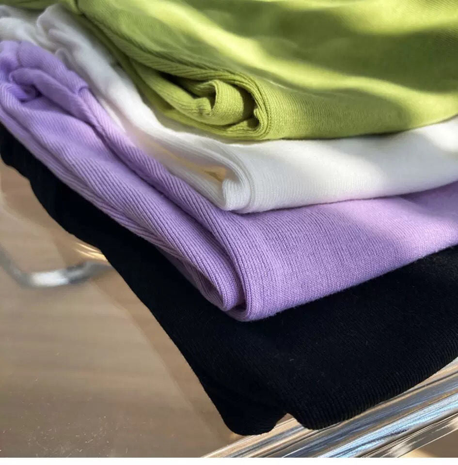 เสื้อแขนยาวผู้หญิง สีลูกกวาด เสื้อยืดรัดรูปแบบเซ็ตสองชิ้นหลอก สำหรับผู้หญิง