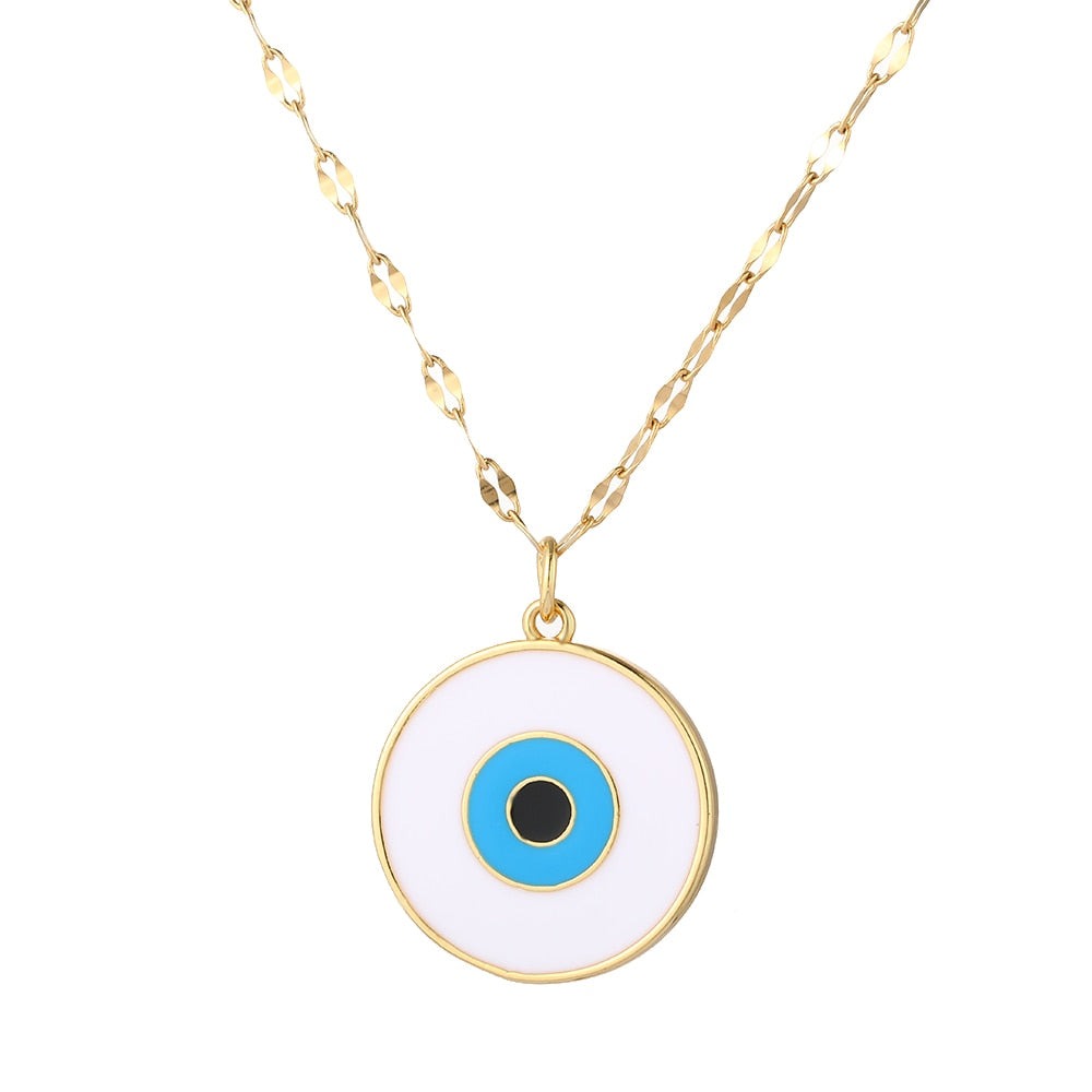 สร้อยคอ Boho Evil Blue Eye สำหรับผู้หญิงและผู้ชาย สร้อยคอโช้คล้องคอรูปงูและดวงตาเห็นแจ้ง