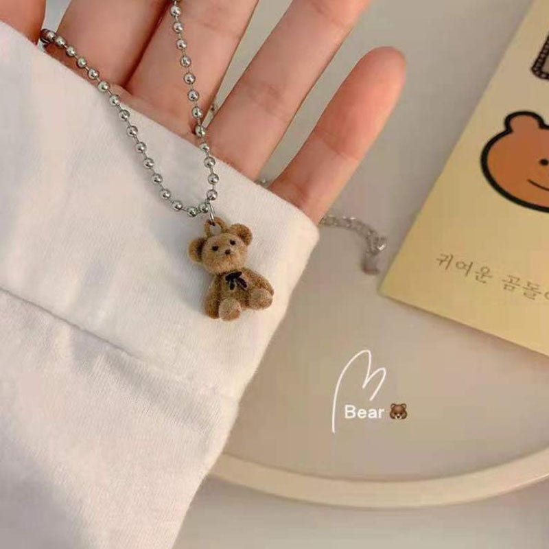 สร้อยคอจี้ตุ๊กตาหมีนุ่มนิ่มน่ารัก เครื่องประดับสร้อยคอ