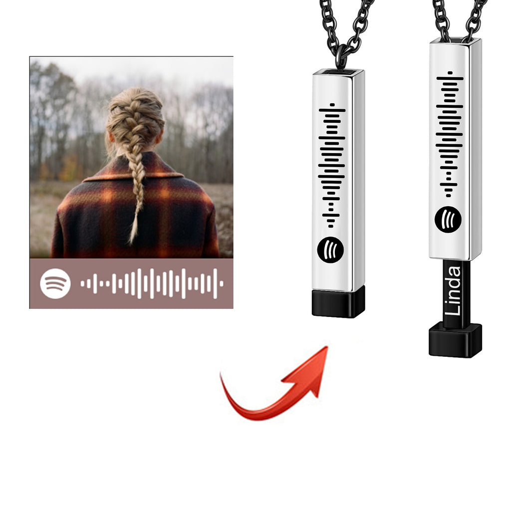 สร้อยคอโช้คเชือกดึงกลับได้คู่ เพลงโปรด รหัส Spotify เพลงสั่งทำพิเศษ