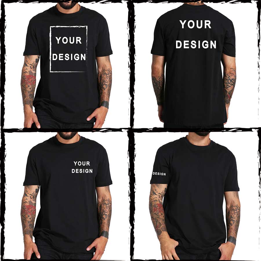 เสื้อยืดสั่งทำพิเศษ ไซซ์ยุโรป คอตตอน 100% ใส่ดีไซน์ โลโก้ ข้อความ ของคุณได้ พิมพ์ลายสำหรับผู้ชายและผู้หญิง ดีไซน์ออริจินัล