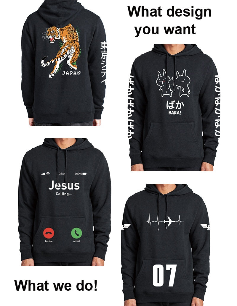 เสื้อฮู้ดสั่งทำพิเศษ เพิ่มข้อความของคุณ เสื้อสเวตเตอร์สั่งทำ แขนยาว คุณภาพสูง เนื้อผ้าหนานุ่ม ฟลีซ ทอปส์ ฮู้ดดี้