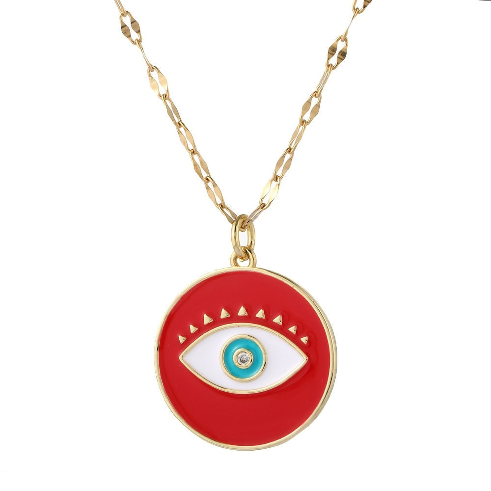 สร้อยคอ Boho Evil Blue Eye สำหรับผู้หญิงและผู้ชาย สร้อยคอโช้คล้องคอรูปงูและดวงตาเห็นแจ้ง