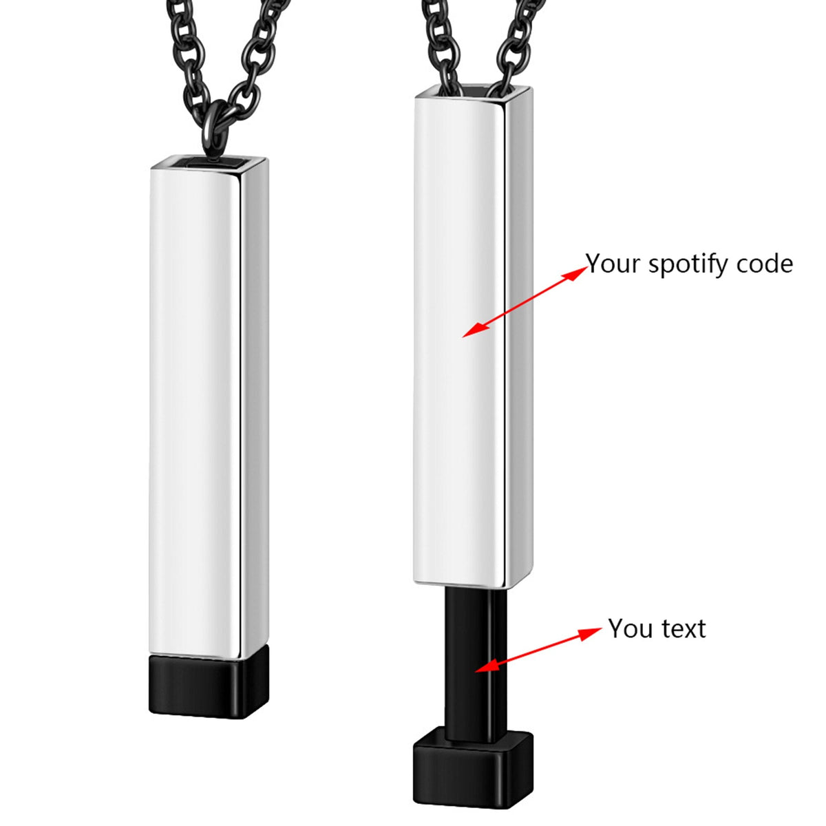สร้อยคอโช้คเชือกดึงกลับได้คู่ เพลงโปรด รหัส Spotify เพลงสั่งทำพิเศษ