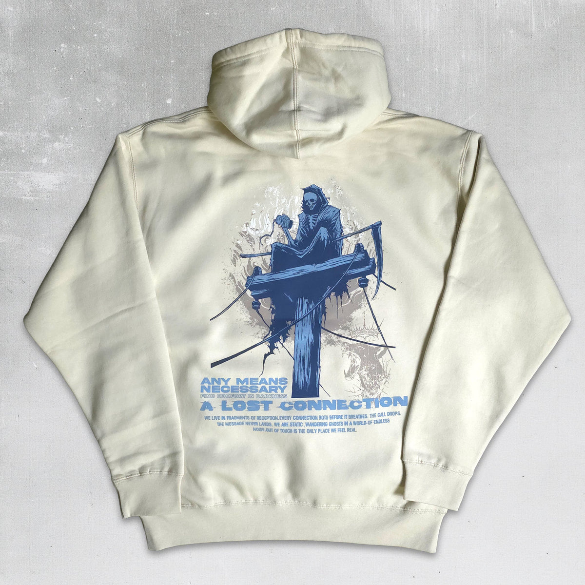 เสื้อฮู้ดแบบสวม Lost Connection สีขาวกระดูก