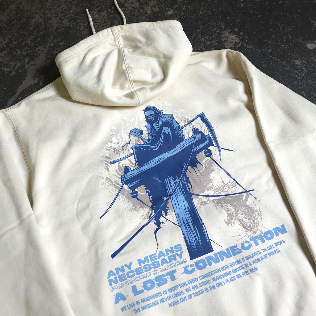 เสื้อฮู้ดแบบสวม Lost Connection สีขาวกระดูก
