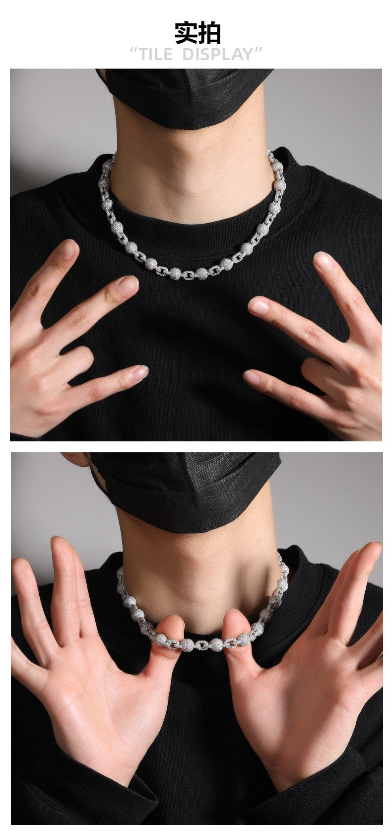 สร้อยคอโซ่ลูกปัดเซอร์โคเนีย 5A ไมโครเพรด ขนาด 10 มม.