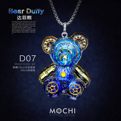 Creative Cyberpunk Duffy Bear Couple Necklace Sweatshirt Pendant