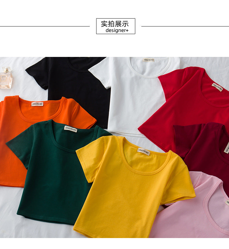 เสื้อแขนสั้นรัดรูปโชว์สะดือ
