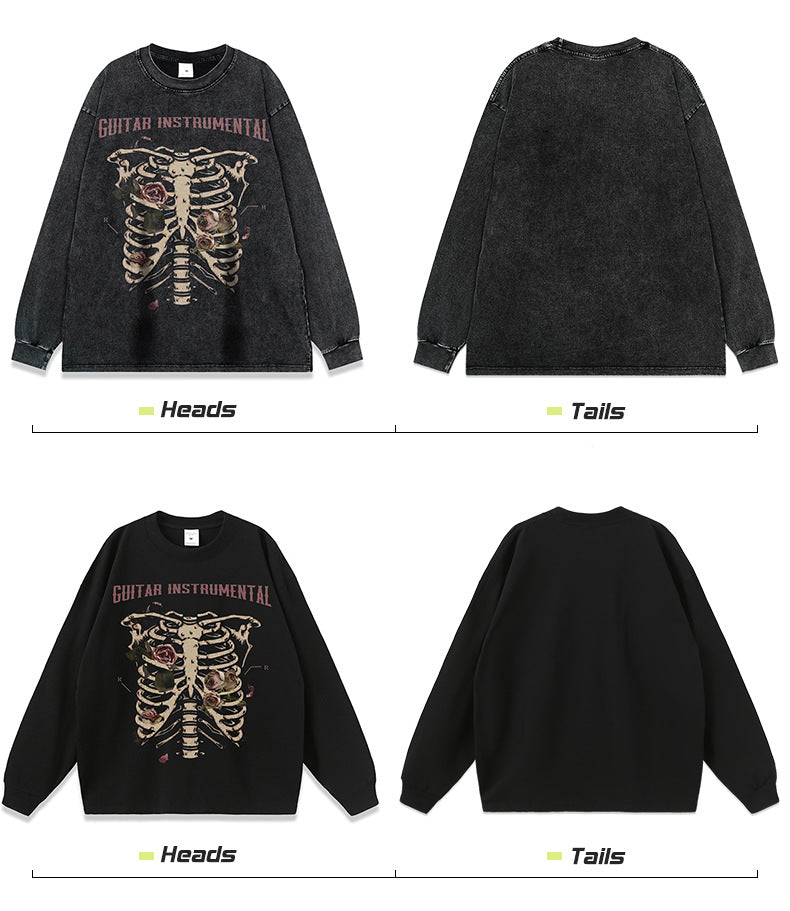 เสื้อยืดฮิปฮอปพิมพ์ลายกะโหลกสีชมพู
