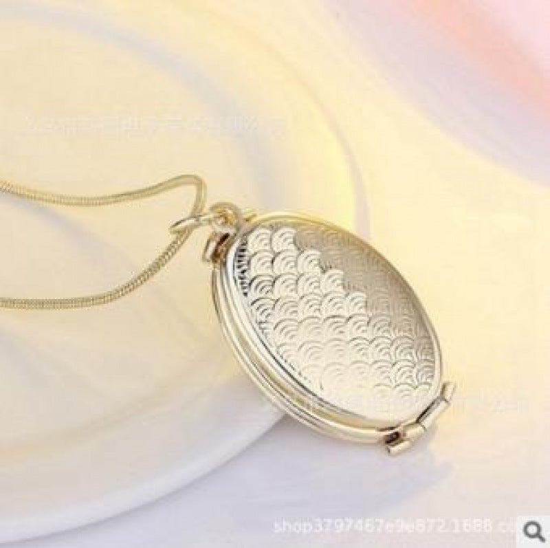 สร้อยคอจี้กล่องใส่รูปภาพลายเกล็ดปลา สร้อยคอจี้ใส่รูปภาพสี่รูป