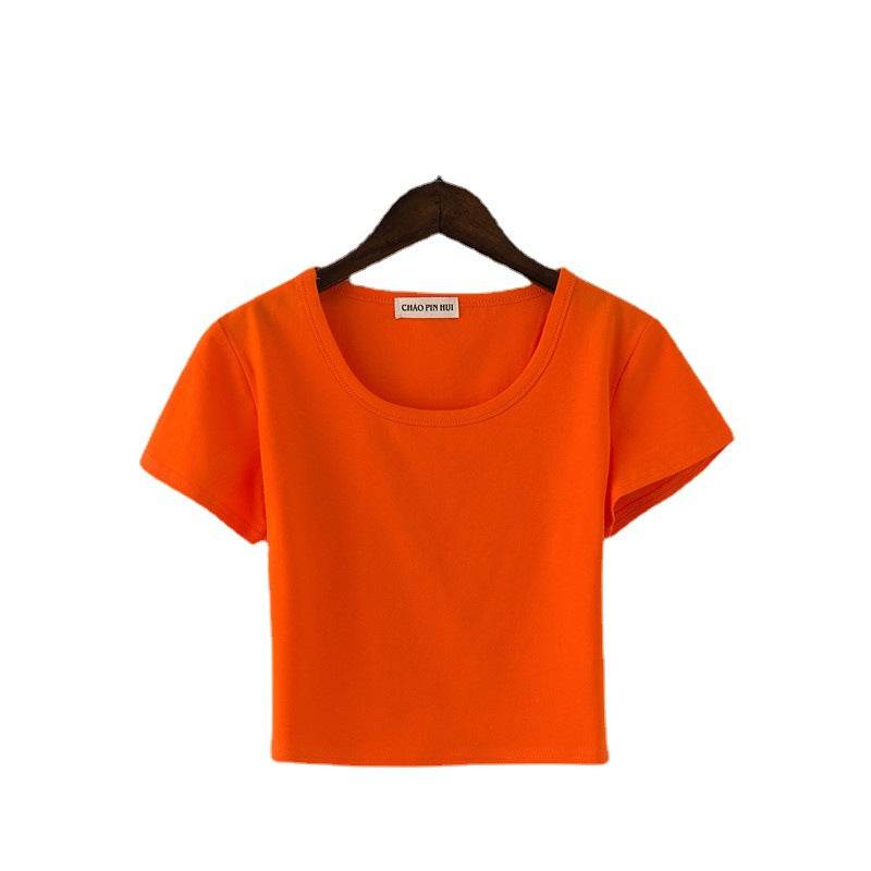เสื้อแขนสั้นรัดรูปโชว์สะดือ