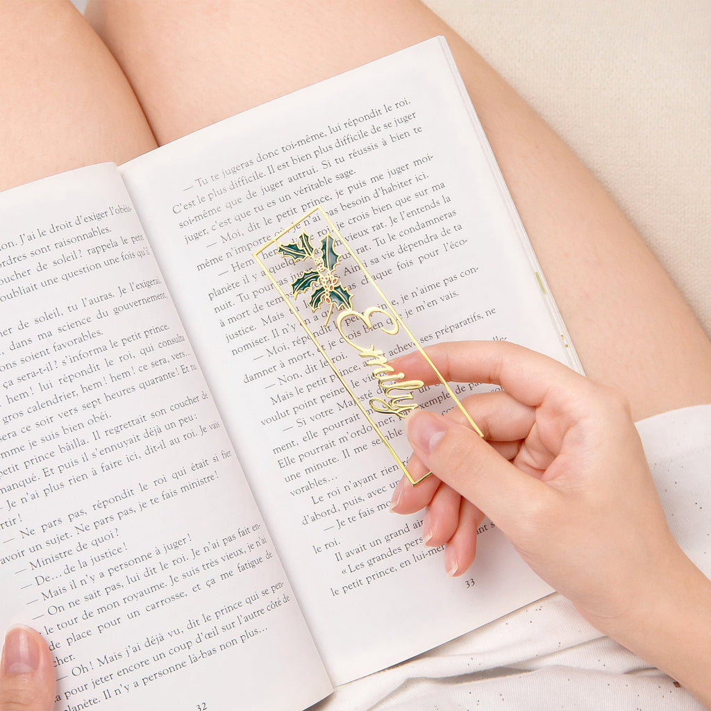 ที่คั่นหนังสือชื่อดอกไม้ในวันเกิดแบบสั่งทำพิเศษ สีหยดแบบน้ำมัน