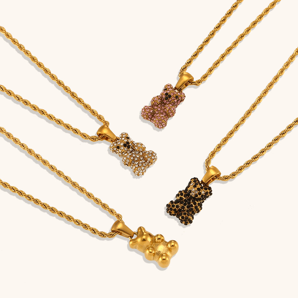 สร้อยคอจี้หมีเซอร์โคเนียม 18K