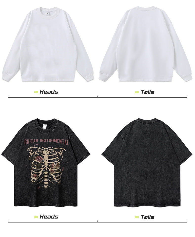 เสื้อยืดฮิปฮอปพิมพ์ลายกะโหลกสีชมพู