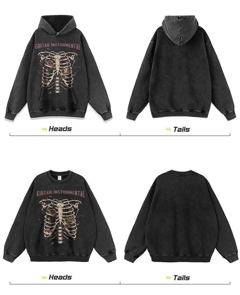 เสื้อยืดฮิปฮอปพิมพ์ลายกะโหลกสีชมพู