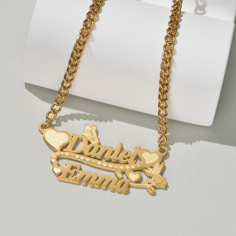 สร้อยคอคู่ประดับผีเสื้อและชื่อคู่ ของขวัญสำหรับคนรัก