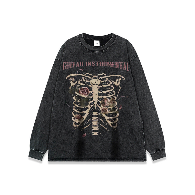 เสื้อยืดฮิปฮอปพิมพ์ลายกะโหลกสีชมพู