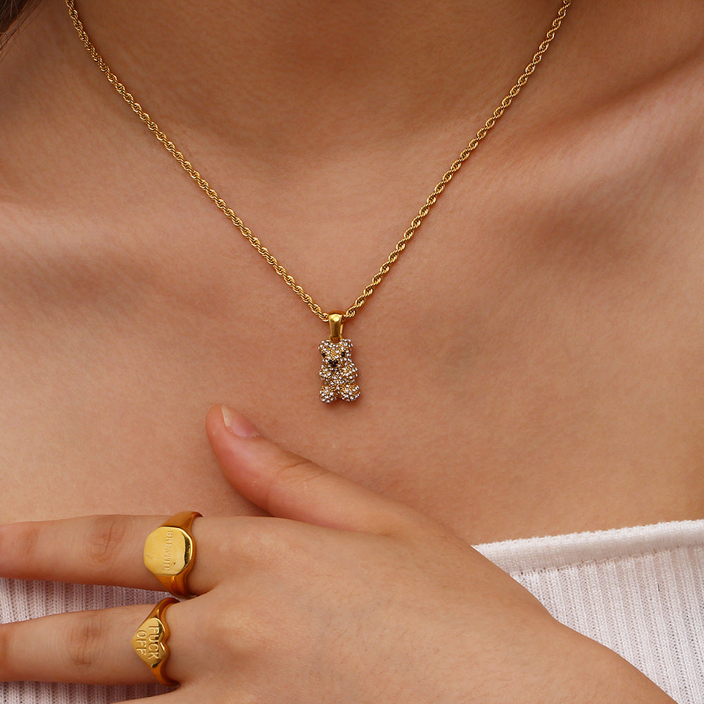 สร้อยคอจี้หมีเซอร์โคเนียม 18K