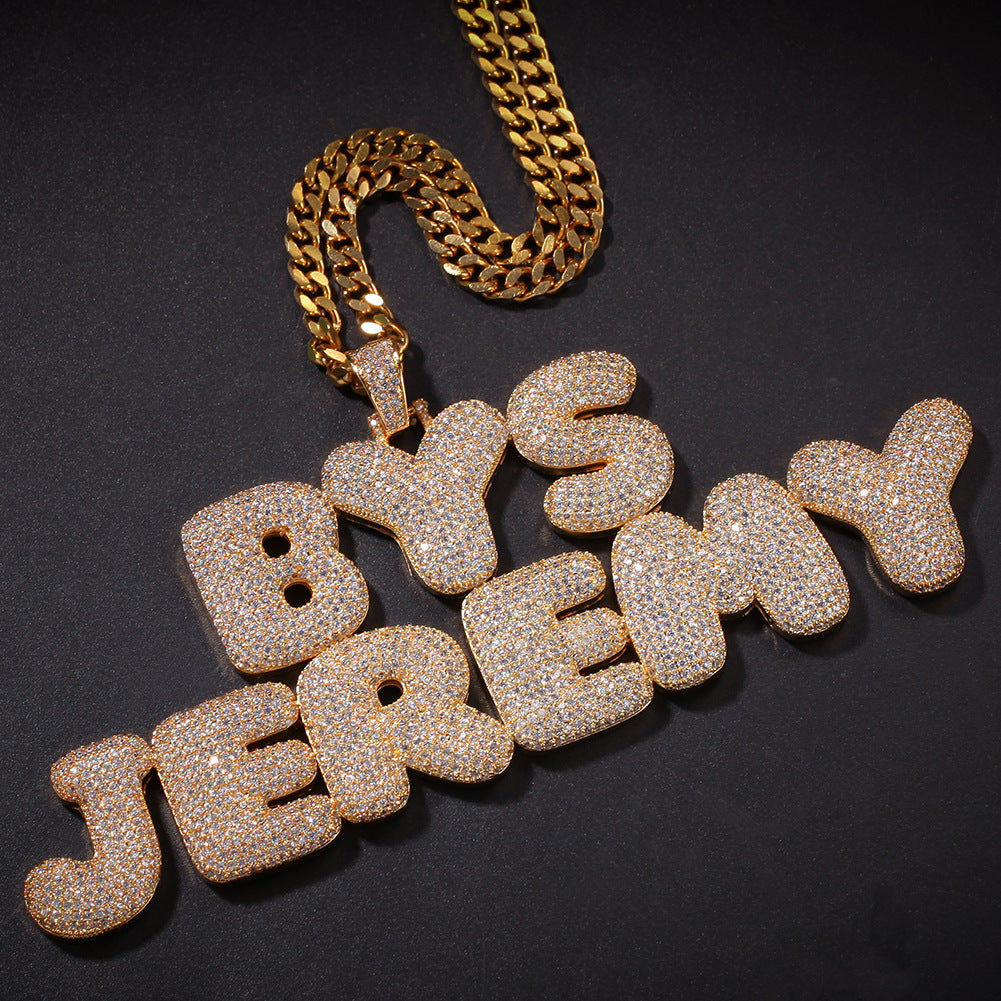 จี้ไมโครเพริดด้วยเพชรเซอร์โคเนสสไตล์ฮิปฮอป ตัวอักษรภาษาอังกฤษ 26 ตัว