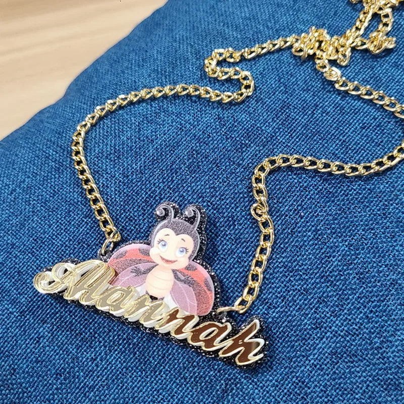 สร้อยคอจี้เด็กแบบสั่งทำพิเศษ อะคริลิก ป้ายชื่อตัวการ์ตูนใดก็ได้
