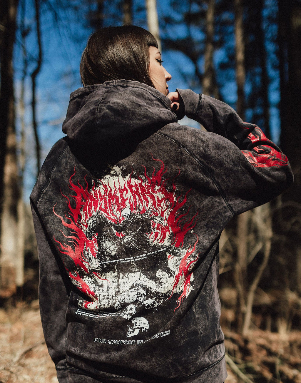 เสื้อฮู้ดแบบสวม Reclaimer สีดำวินเทจ